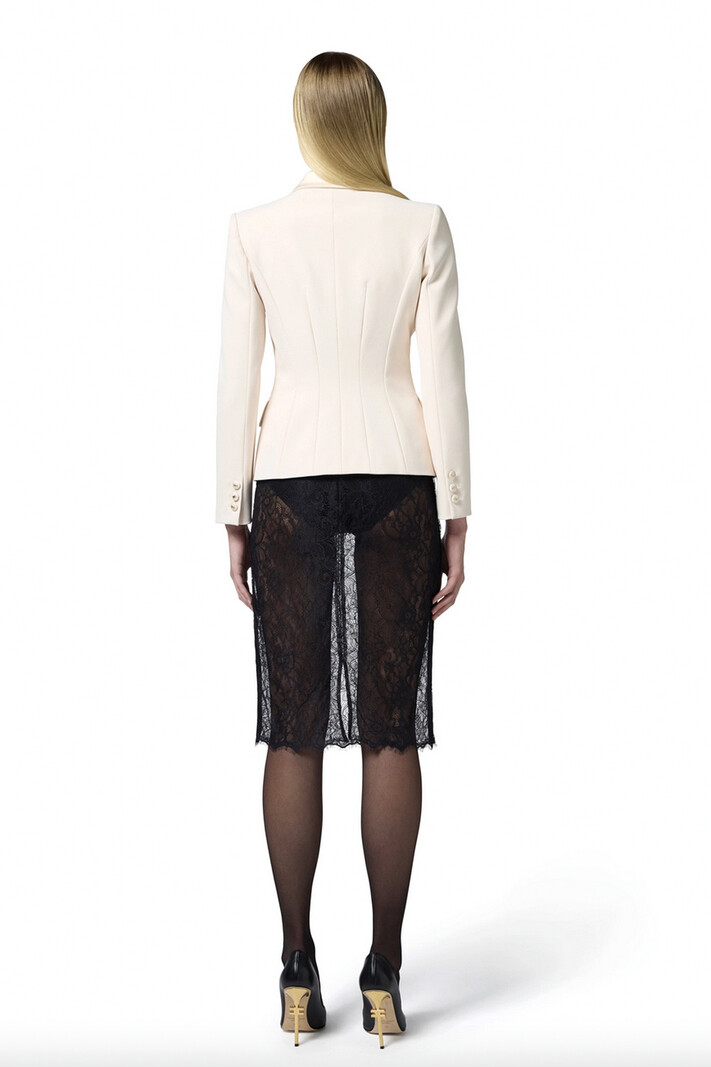 ELISABETTA FRANCHI Elisabetta Franchi colbert / blazer satijn details Burro / room WIT
