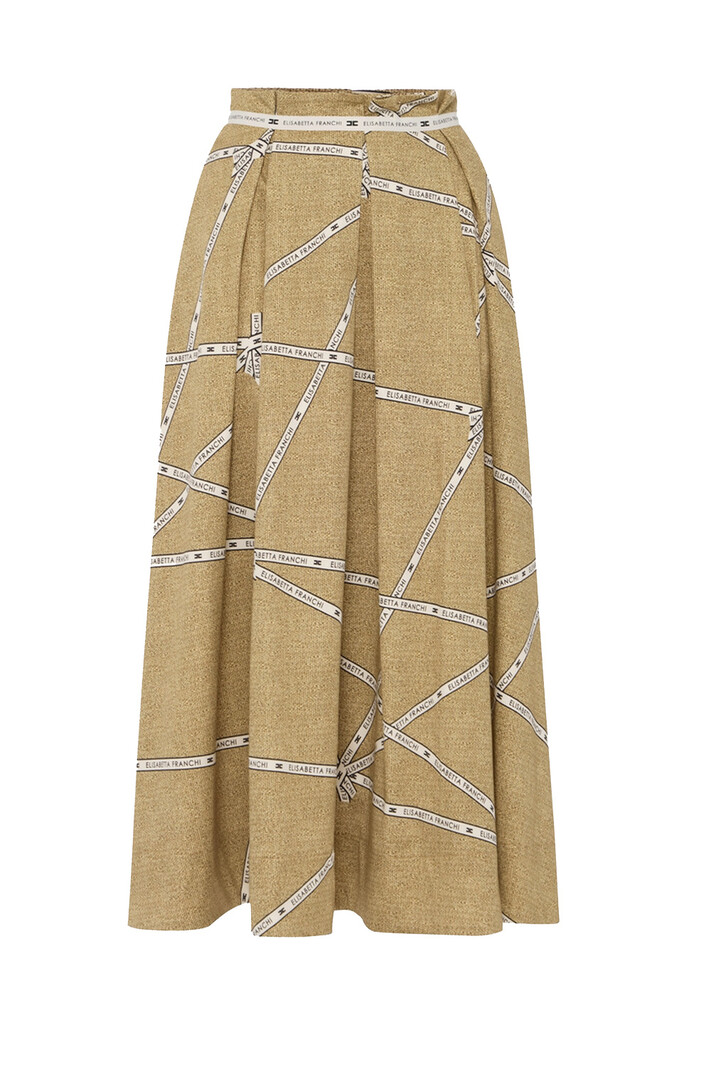 ELISABETTA FRANCHI Elisabetta Franchi rok in Raffia strik print / BEIGE