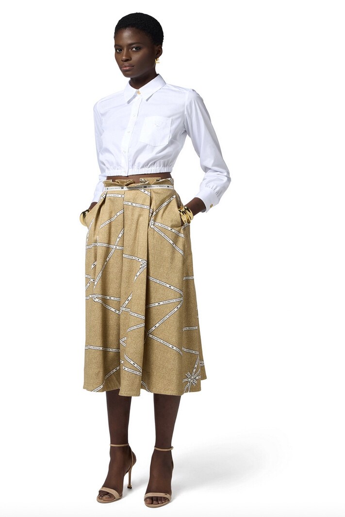 ELISABETTA FRANCHI Elisabetta Franchi rok in Raffia strik print / BEIGE