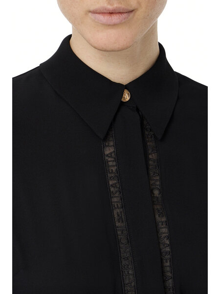 ELISABETTA FRANCHI Elisabetta Franchi blouse with logo letters in center BLACK