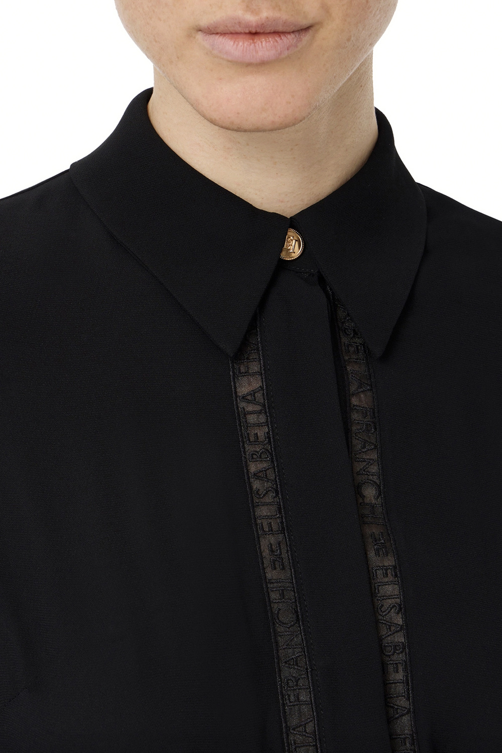 ELISABETTA FRANCHI Elisabetta Franchi blouse with logo letters in center BLACK
