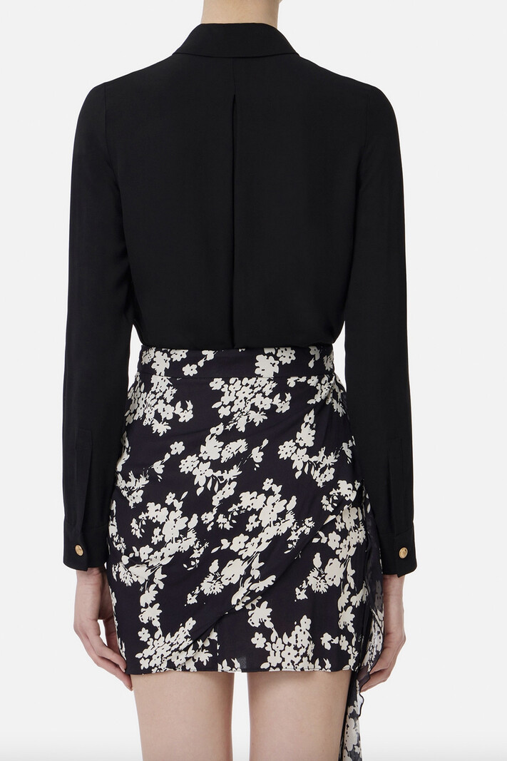 ELISABETTA FRANCHI Elisabetta Franchi blouse met logo letters in midden ZWART