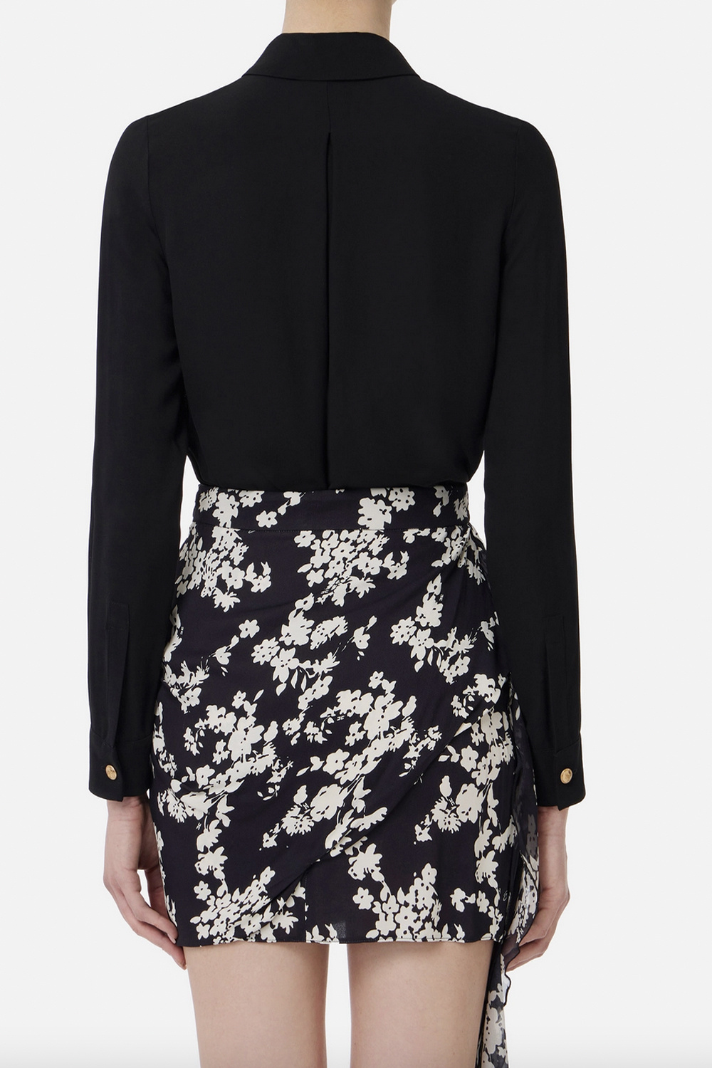 ELISABETTA FRANCHI Elisabetta Franchi blouse with logo letters in center BLACK