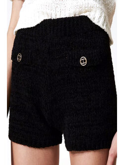 TWINSET Twinset gebreide short met logo's ZWART