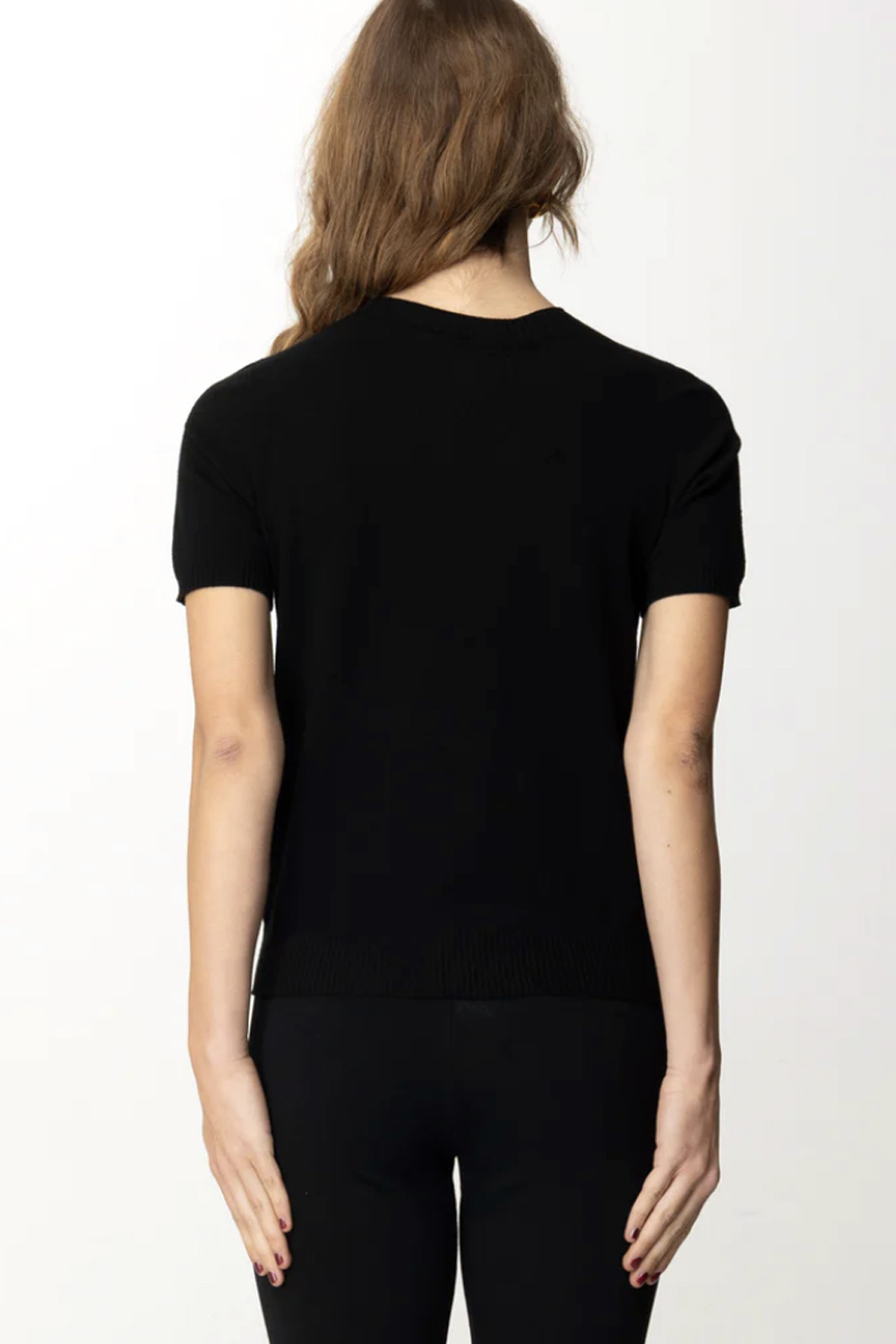 TWINSET Twinset knitted t-shirt with logo embroidered inside BLACK