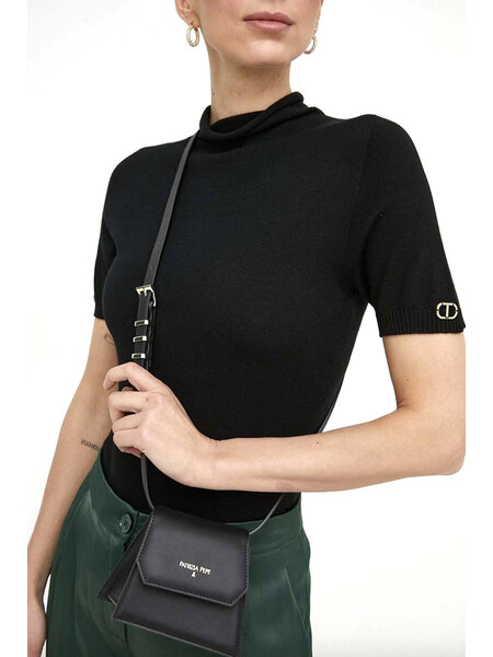 TWINSET Twinset knit top with turtleneck and logo BLACK