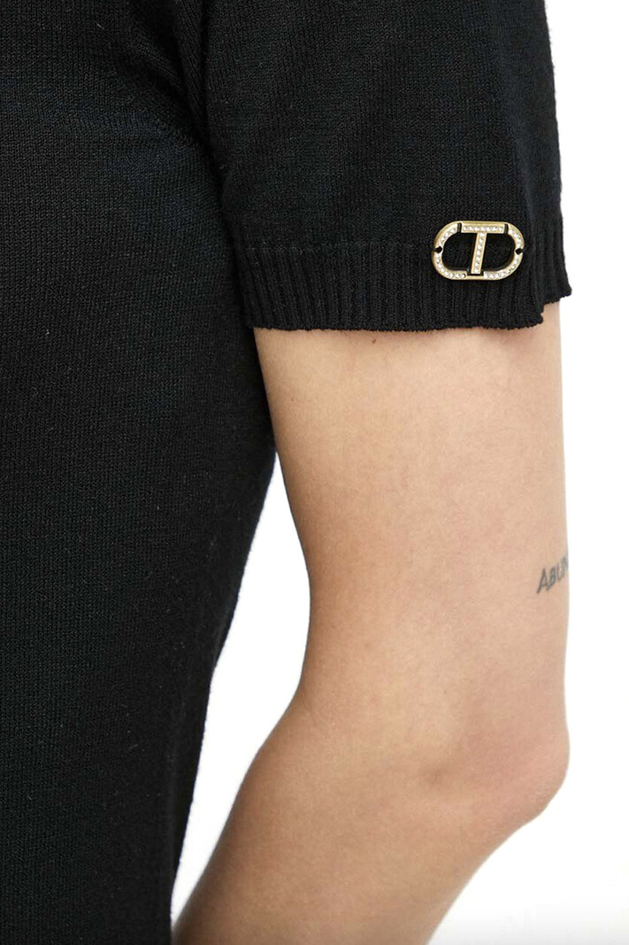 TWINSET Twinset knit top with turtleneck and logo BLACK