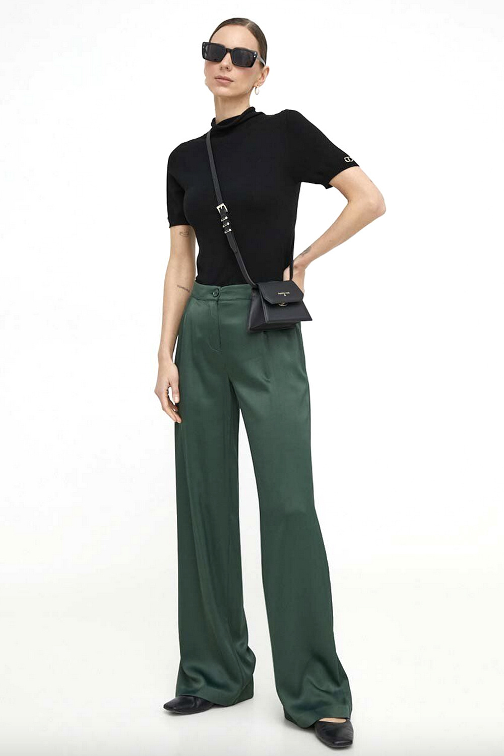 TWINSET Twinset knit top with turtleneck and logo BLACK