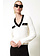 TWINSET Twinset knit sweater with v-neck and BLACK piping cream WHITE