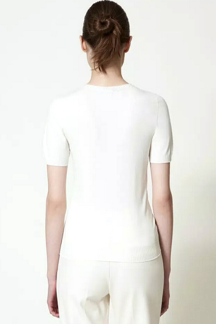 TWINSET Twinset knitted t-shirt with logo embroidered in it cream WHITE