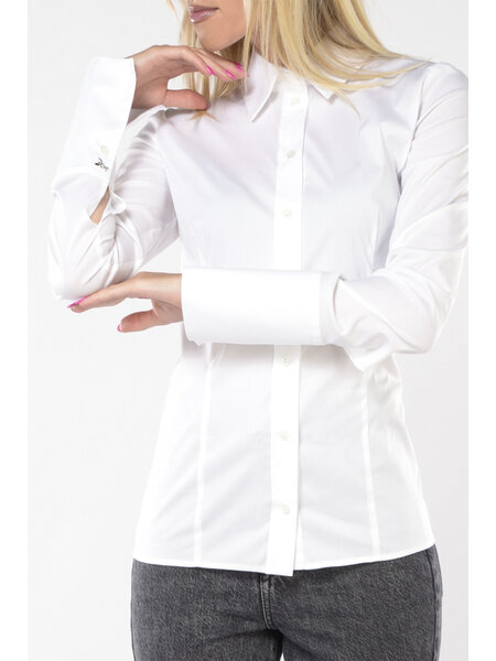 PATRIZIA PEPE Patrizia Pepe blouse with silver logo at sleeve WHITE
