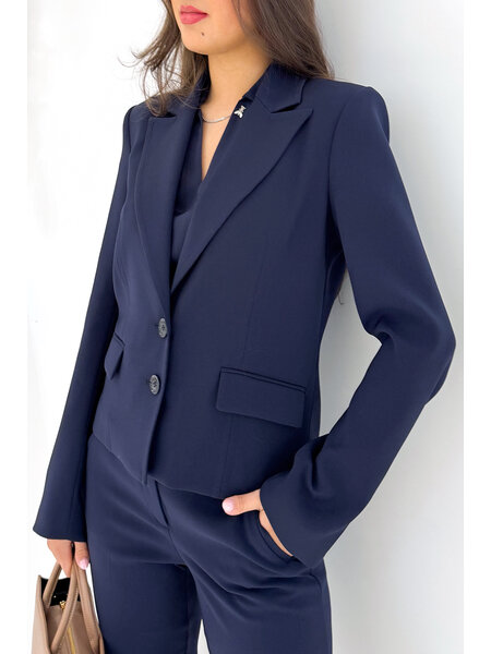 PATRIZIA PEPE Patrizia Pepe jacket / blazer short with silver logo sleeve Navy BLUE