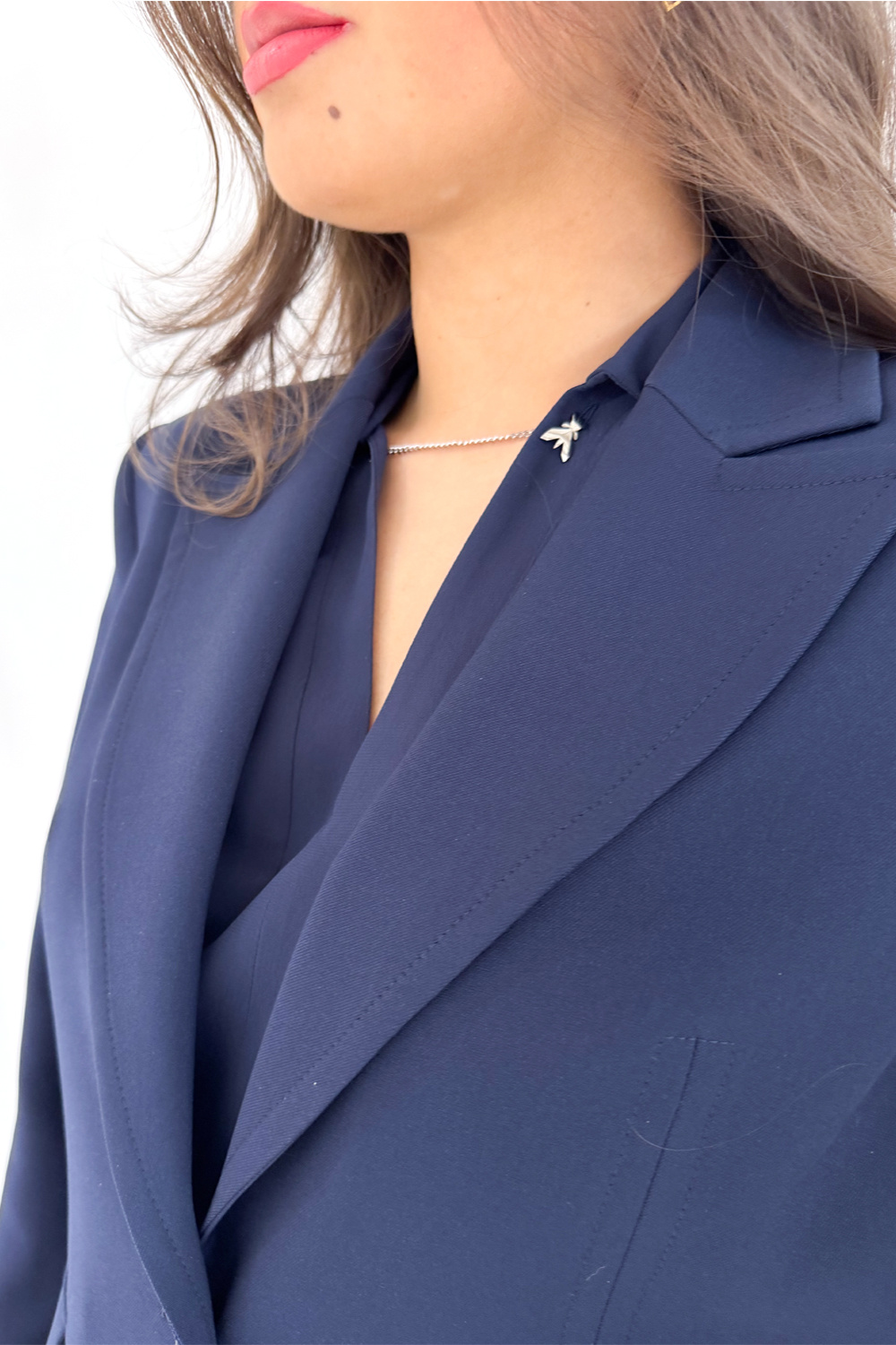 PATRIZIA PEPE Patrizia Pepe colbert / blazer kort met zilver logo mouw Navy BLAUW
