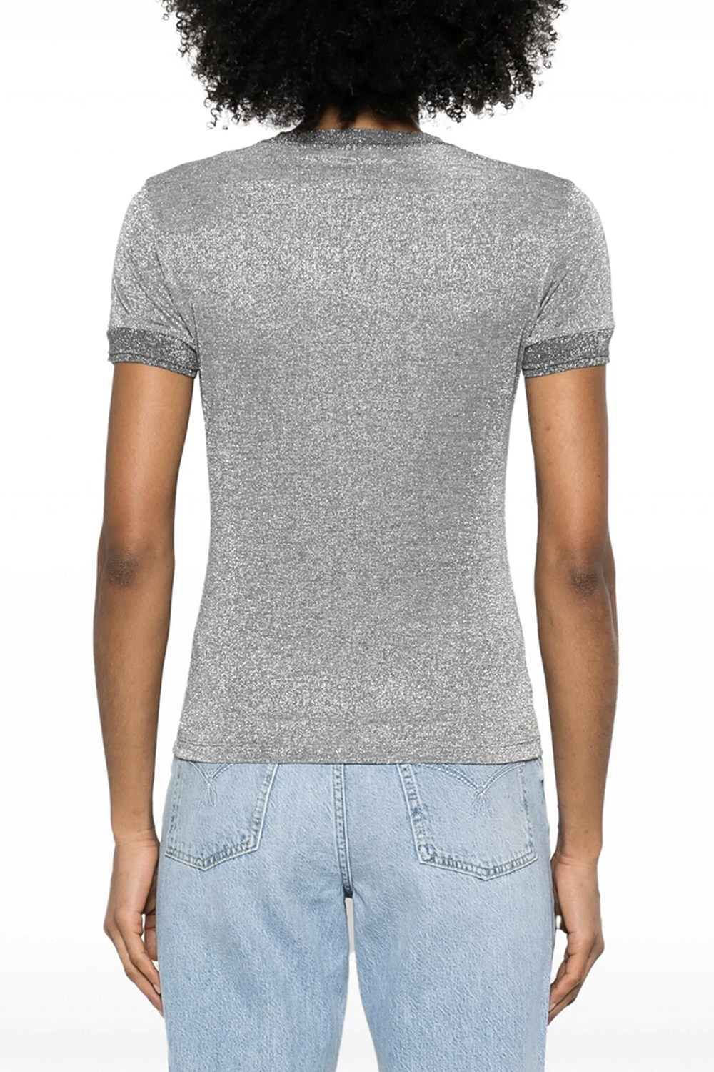 PATRIZIA PEPE Patrizia Pepe t-shirt in grijze stof en glitter logo letters GRIJS