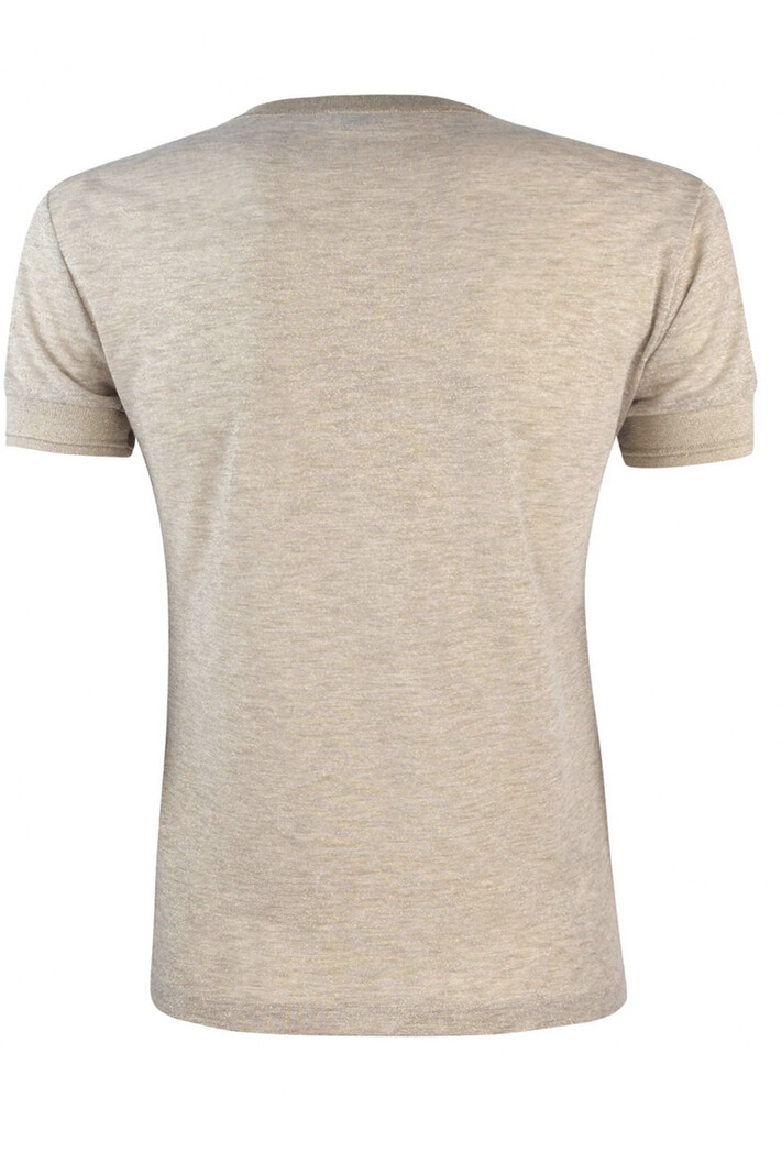 PATRIZIA PEPE Patrizia Pepe t-shirt in grijze stof en glitter logo letters Beige / Nude