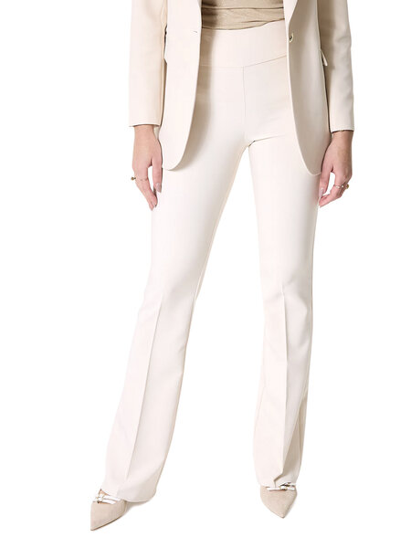 DRESSCODE STYLES RC flaired trousers with zip side BEIGE
