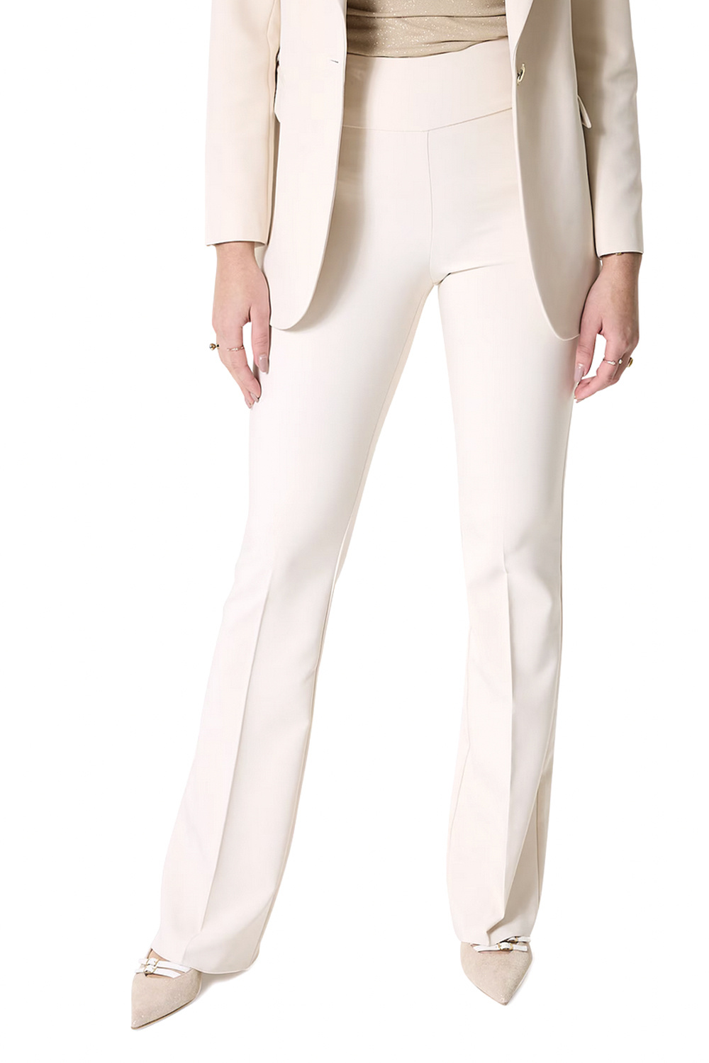 RINASCIMENTO RC flaired trousers with zip side BEIGE