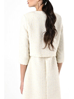 RINASCIMENTO RC cropped jacket with bows and gold glitter detail BEIGE