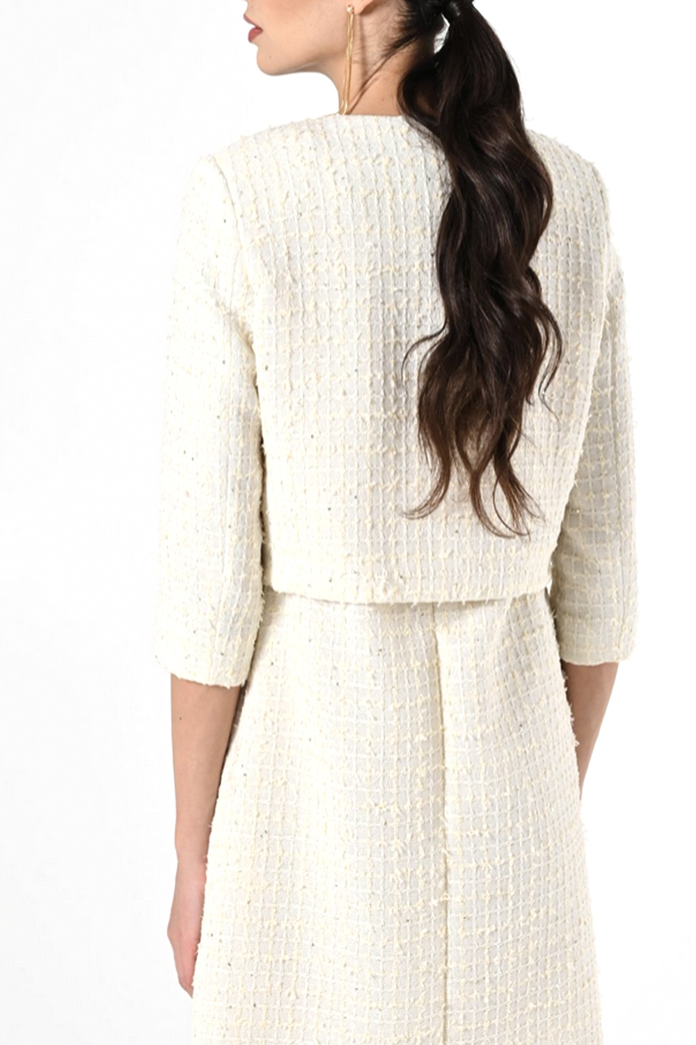 RINASCIMENTO RC cropped jacket with bows and gold glitter detail BEIGE