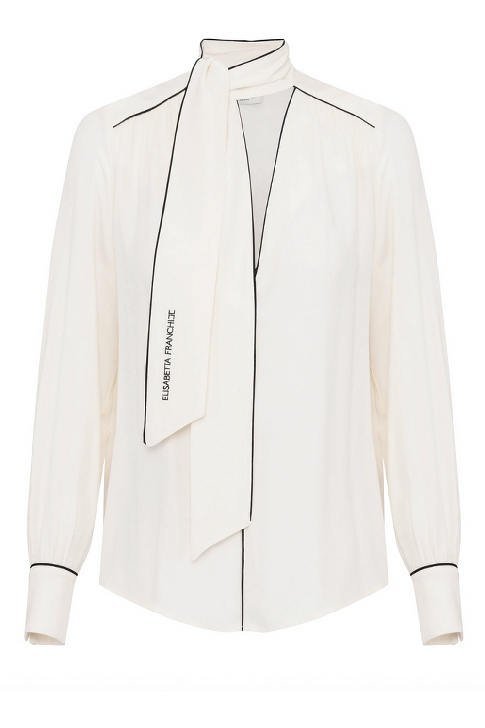 ELISABETTA FRANCHI Elisabetta Franchi blouse with scarf and embroidered logo cream WHITE ( falls roomy )