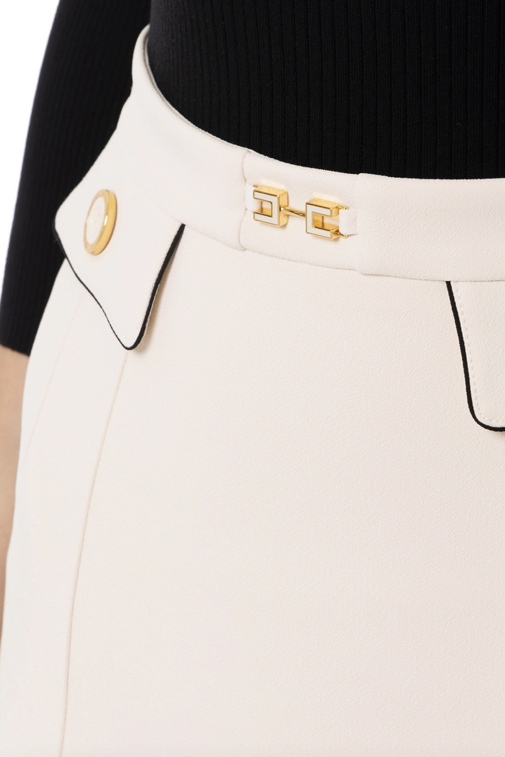 ELISABETTA FRANCHI Elisabetta Franchi skirt with black trim and gold clasp Desk/cream WHITE