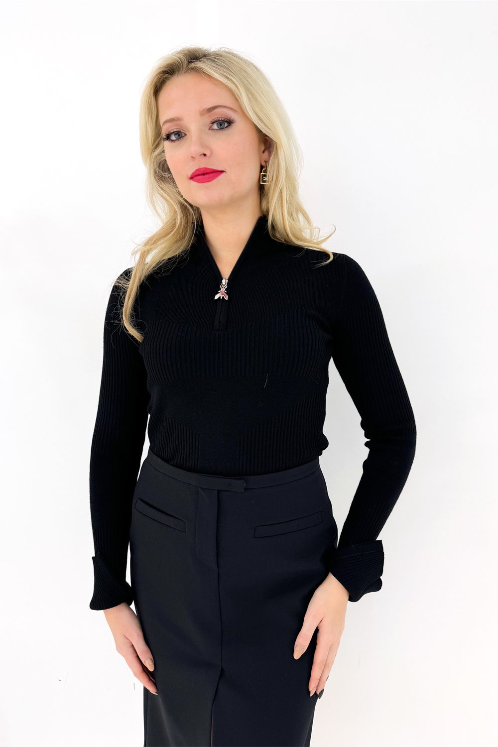 PATRIZIA PEPE Patrizia Pepe smoker skirt with front slit BLACK