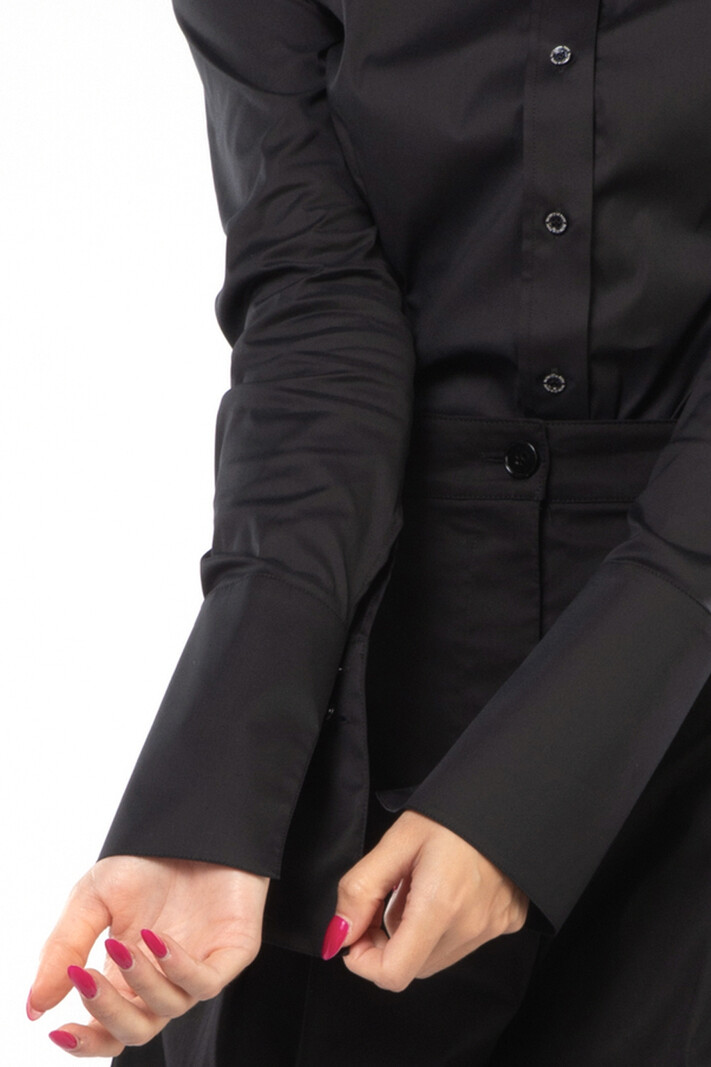 PATRIZIA PEPE Patrizia Pepe cotton stretch blouse with silver fly logo on cuff BLACK CC0356A01