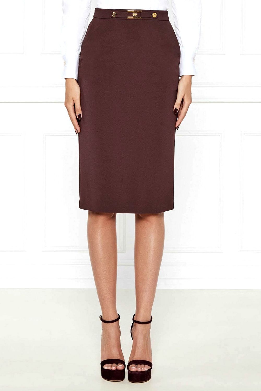 ELISABETTA FRANCHI Elisabetta Franchi pencil skirt with gold detail Merlot / BORDEAU RED