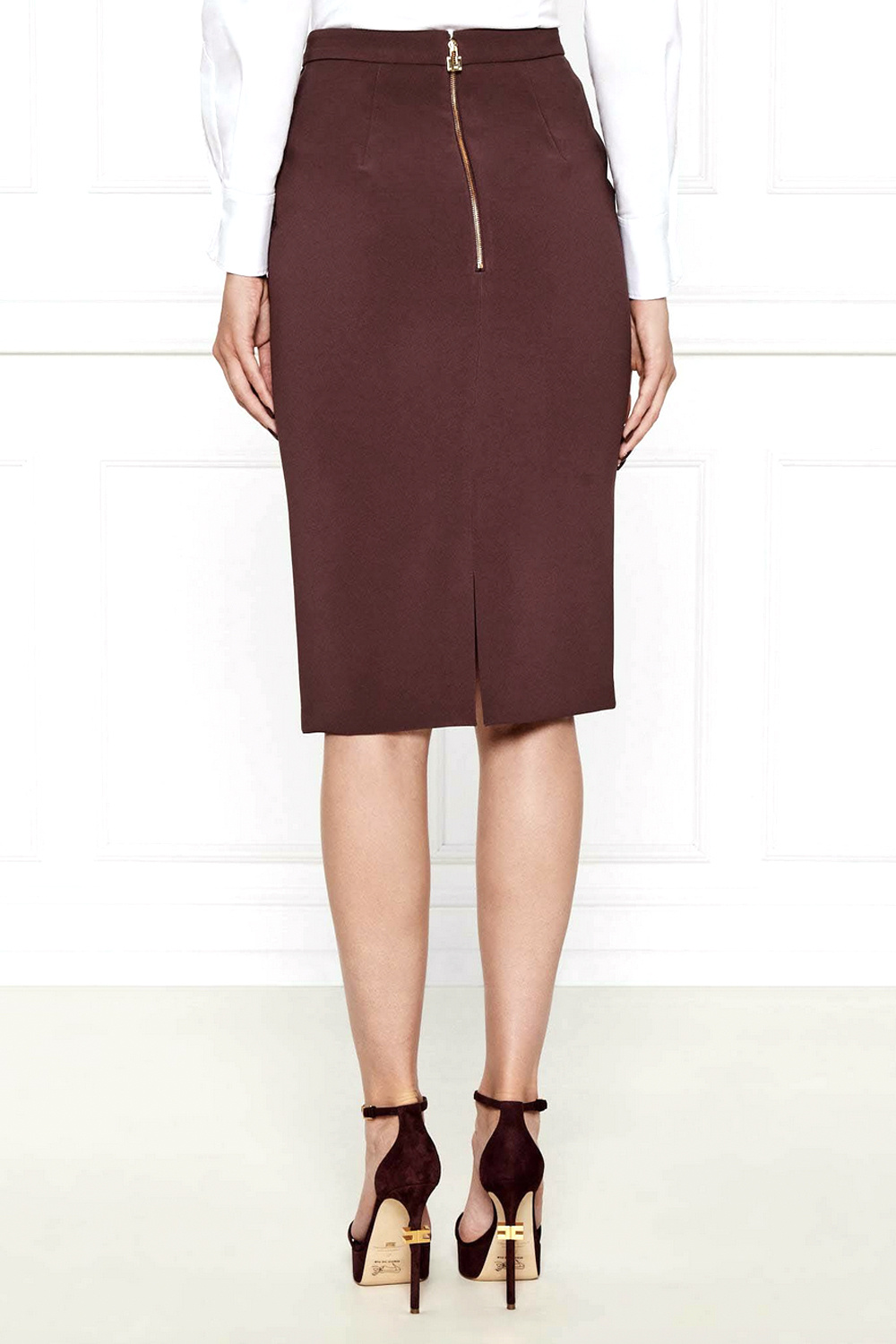 ELISABETTA FRANCHI Elisabetta Franchi pencil skirt with gold detail Merlot / BORDEAU RED