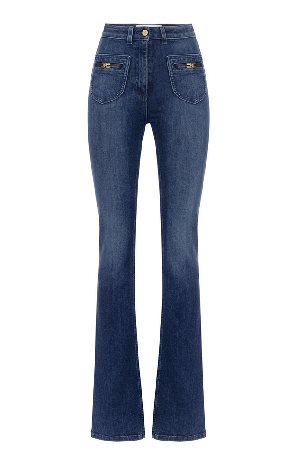 ELISABETTA FRANCHI Elisabetta Franchi jeans with gold logo and leather on pockets DENIM / BLUE