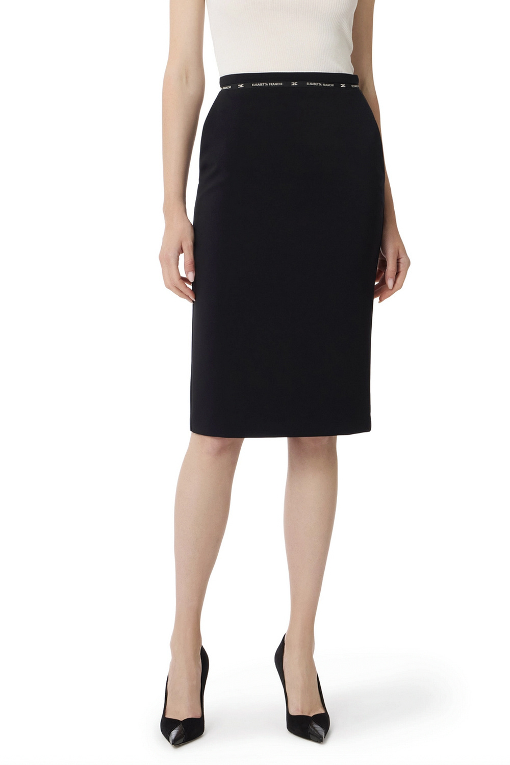 ELISABETTA FRANCHI Elisabetta Franchi kokerrok met split achterzijde ZWART