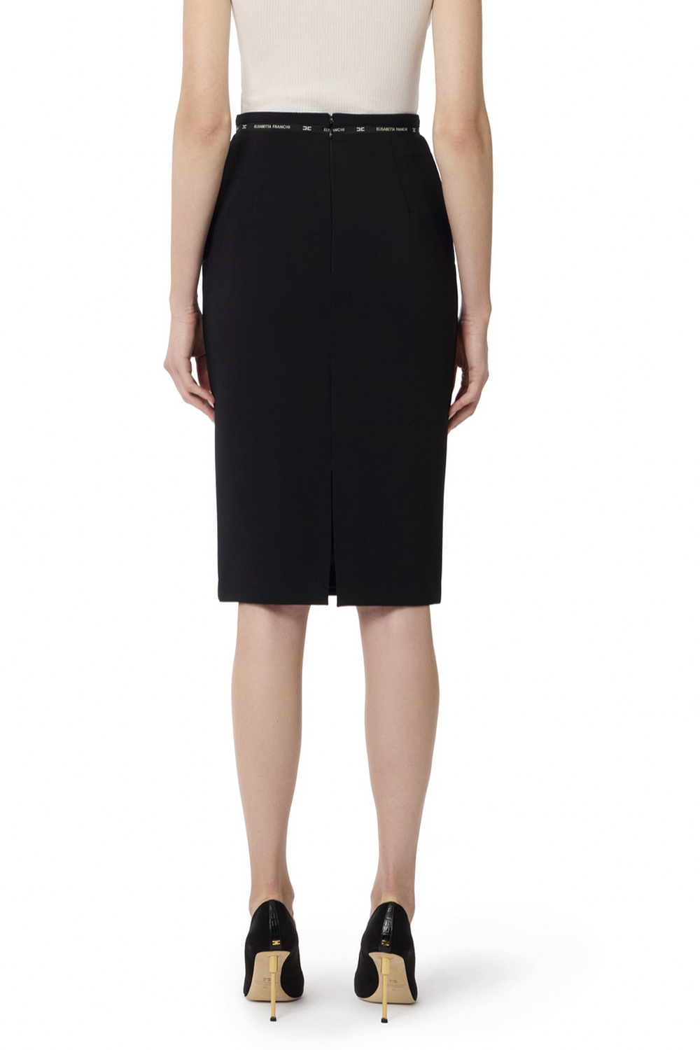 ELISABETTA FRANCHI Elisabetta Franchi kokerrok met split achterzijde ZWART