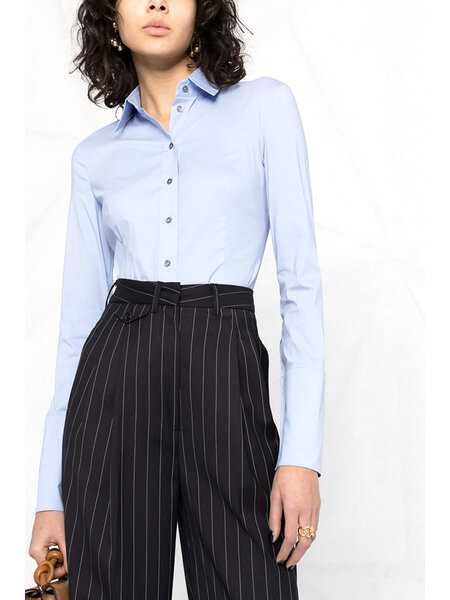PATRIZIA PEPE Patrizia Pepe cotton stretch blouse with silver fly logo at cuff LIGHT BLUE