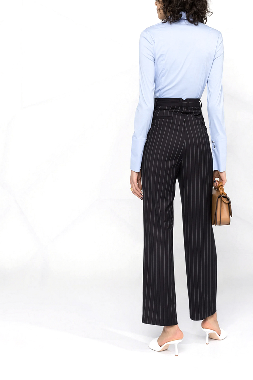 PATRIZIA PEPE Patrizia Pepe cotton stretch blouse with silver fly logo at cuff LIGHT BLUE