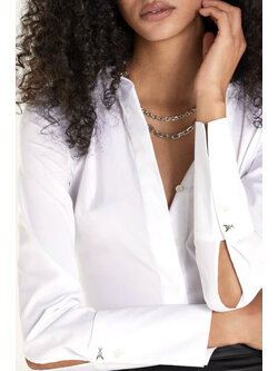 PATRIZIA PEPE Patrizia Pepe cotton stretch blouse with silver fly logo on cuff  WHITE