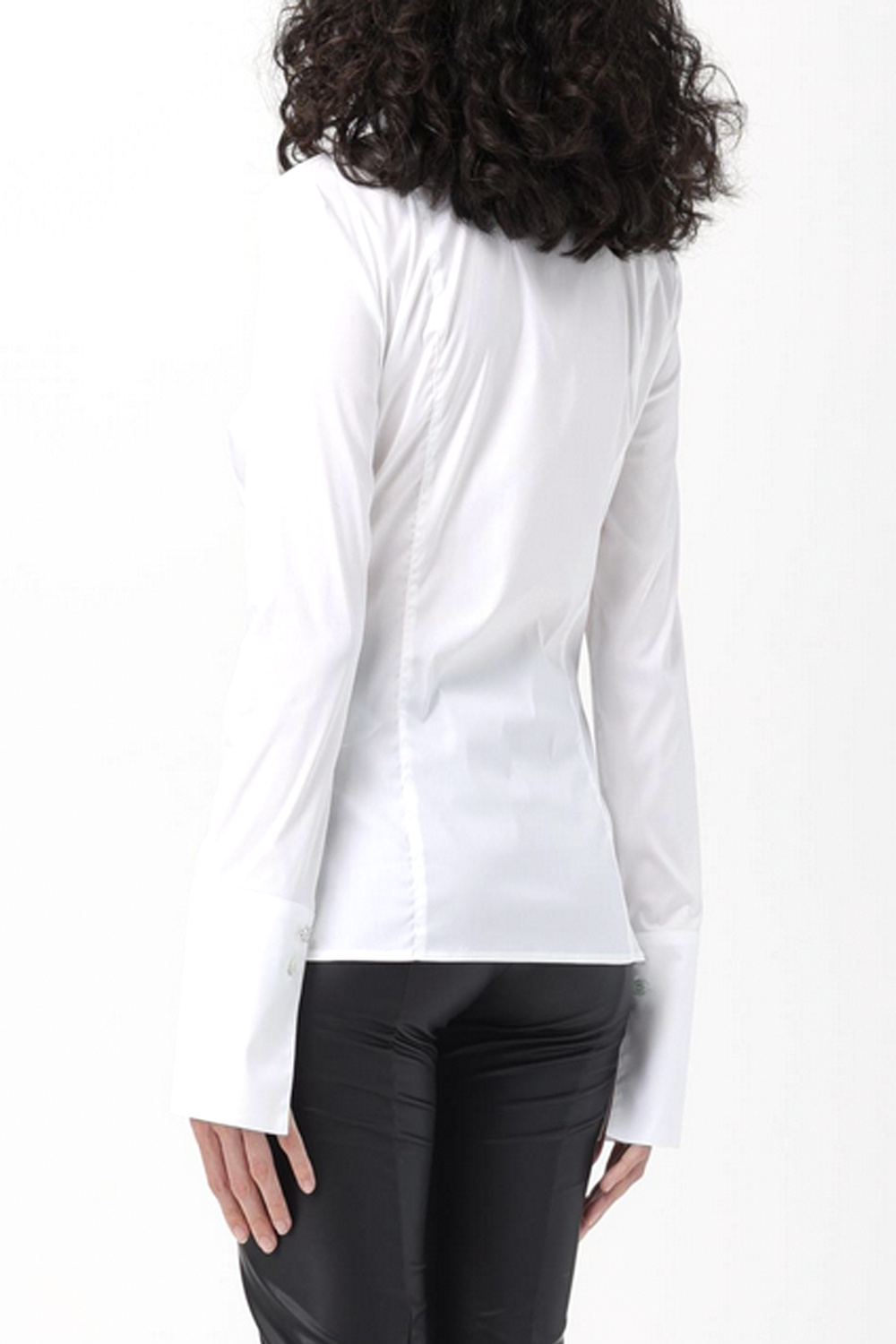 PATRIZIA PEPE Patrizia Pepe cotton stretch blouse with silver fly logo on cuff  WHITE