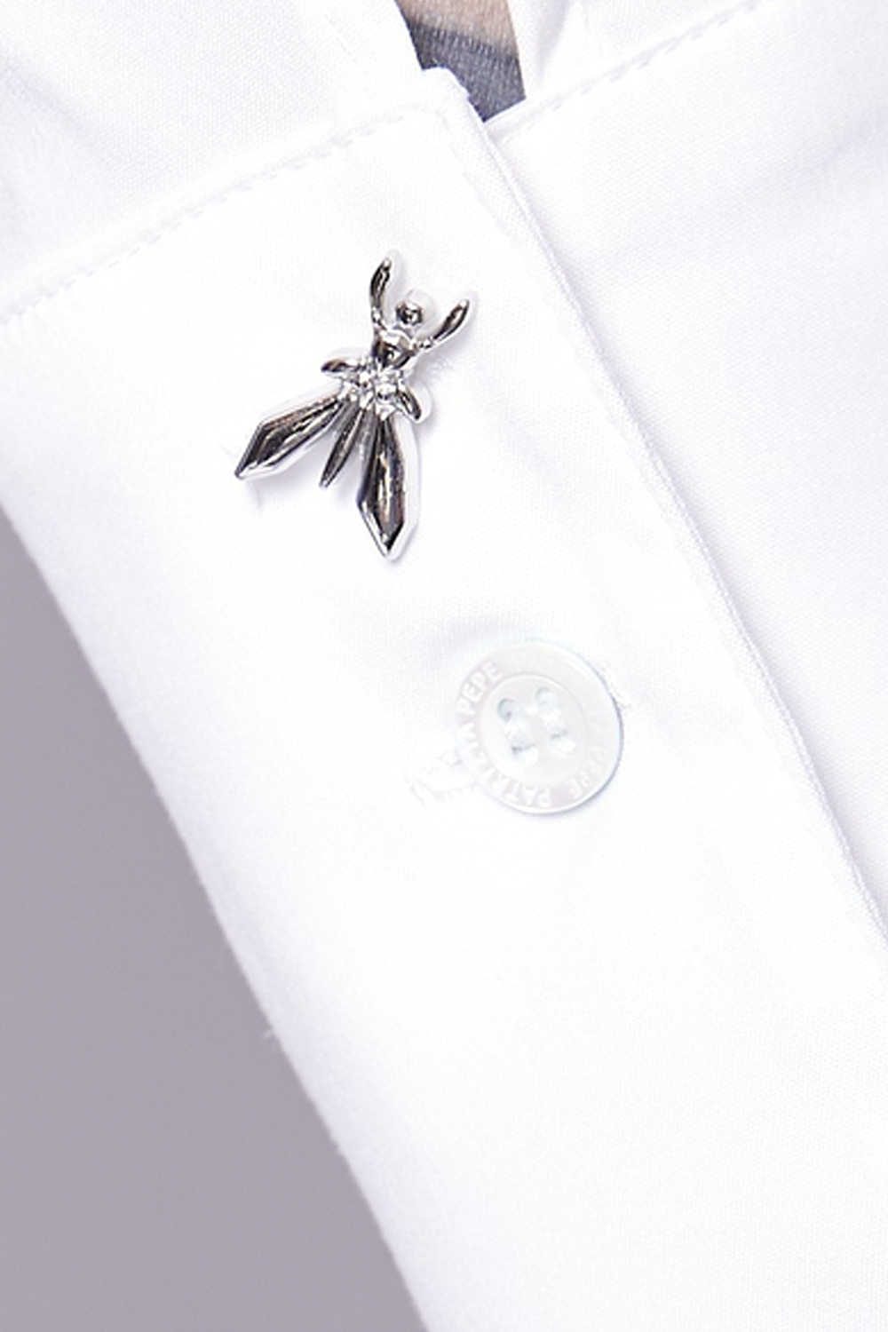 PATRIZIA PEPE Patrizia Pepe cotton stretch blouse with silver fly logo on cuff  WHITE