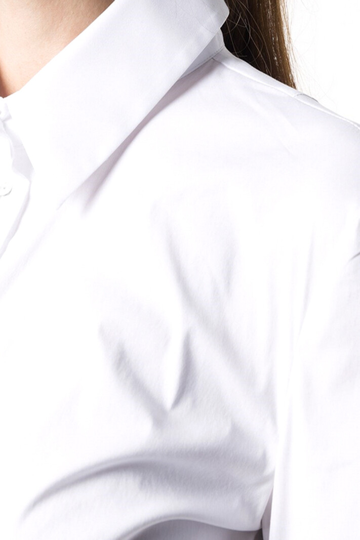 PATRIZIA PEPE Patrizia Pepe cotton stretch blouse with silver fly logo on cuff  WHITE