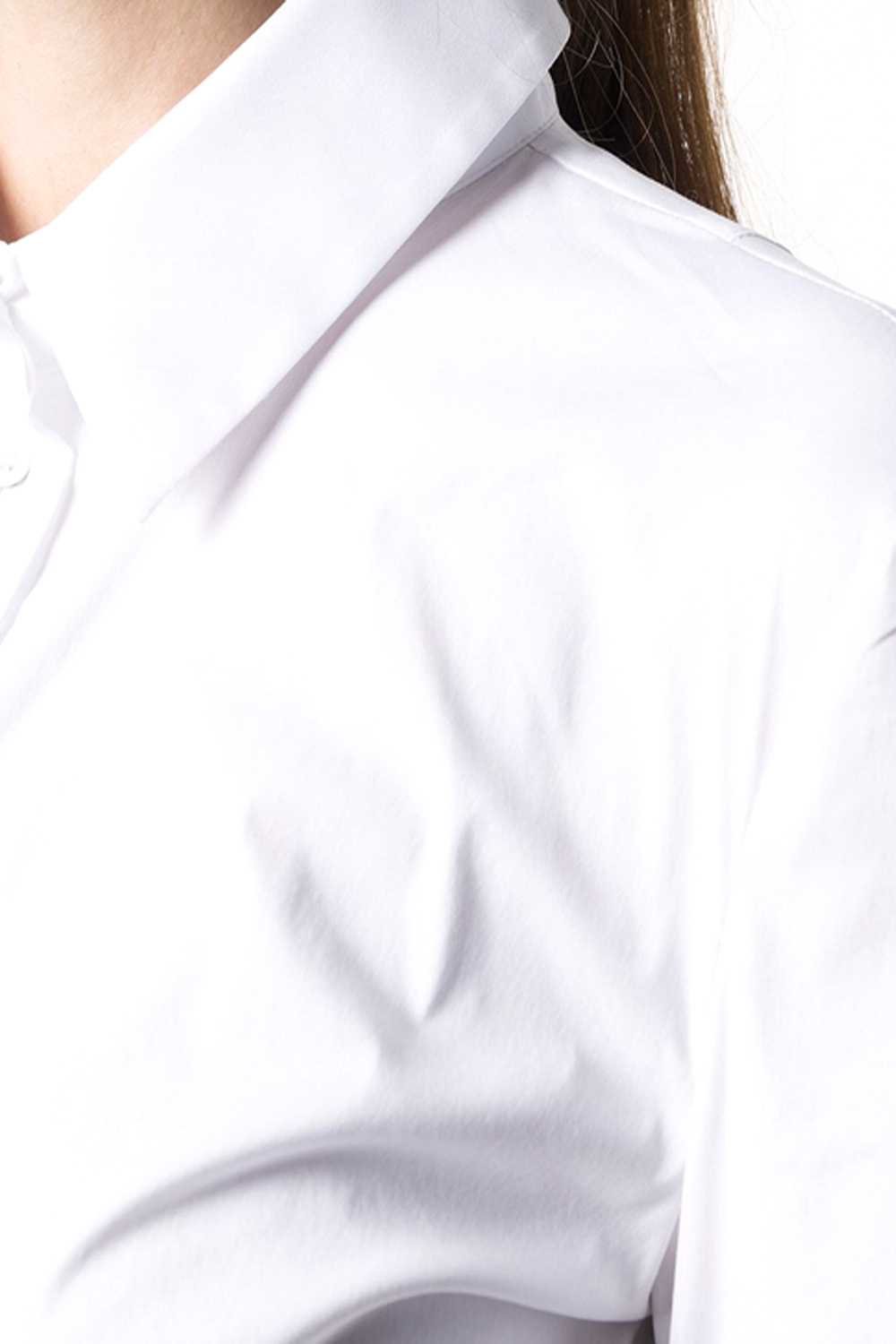 PATRIZIA PEPE Patrizia Pepe cotton stretch blouse with silver fly logo on cuff  WHITE