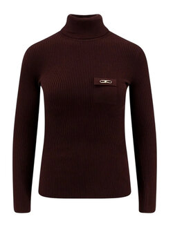 ELISABETTA FRANCHI Elisabetta Franchi turtleneck with breast pocket Merlot Bordeaux RED
