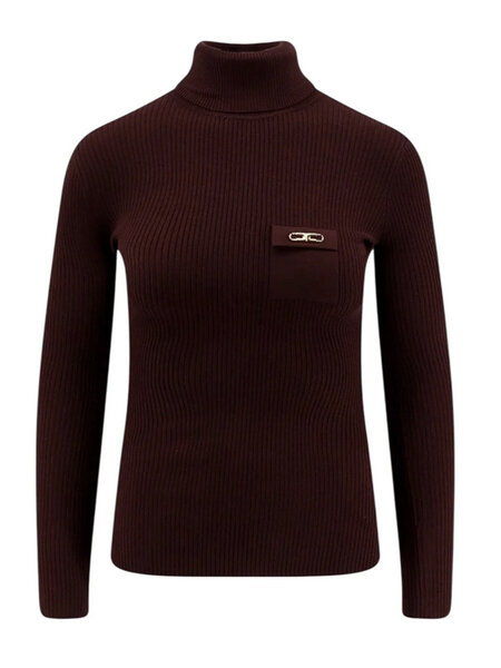 ELISABETTA FRANCHI Elisabetta Franchi turtleneck with breast pocket Merlot Bordeaux RED
