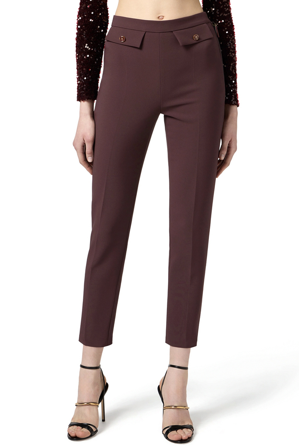 ELISABETTA FRANCHI Elisabetta Franchi trousers with straight/narrow legs Merlot/Bordeaux Red