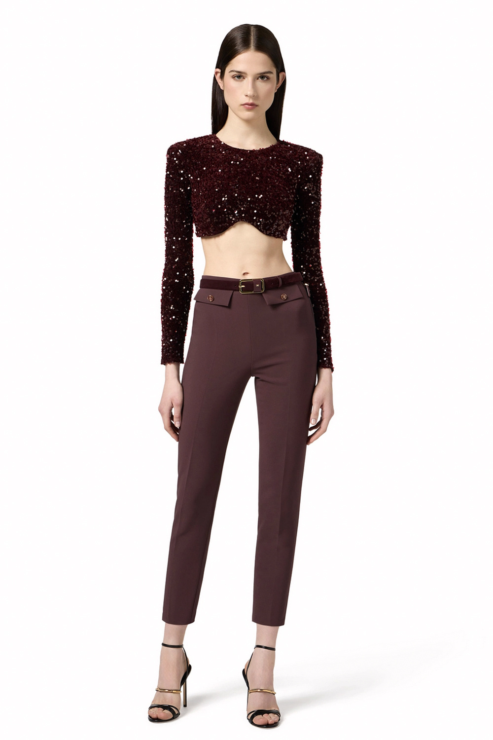 ELISABETTA FRANCHI Elisabetta Franchi trousers with straight/narrow legs Merlot/Bordeaux Red