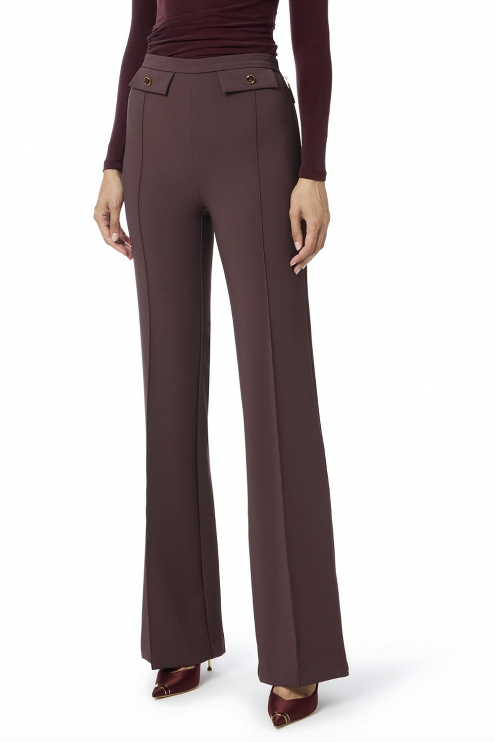 ELISABETTA FRANCHI Elisabetta Franchi flared trousers Merlot / Bordeaux Red