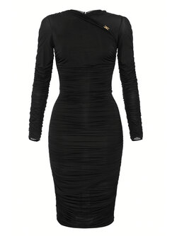 ELISABETTA FRANCHI Elisabetta Franchi jurk gedrappeerd ZWART