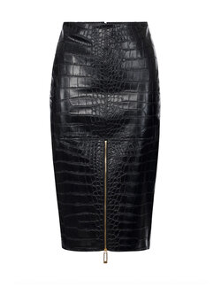 ELISABETTA FRANCHI Elisabetta Franchi pencil skirt with crocodile print BLACK