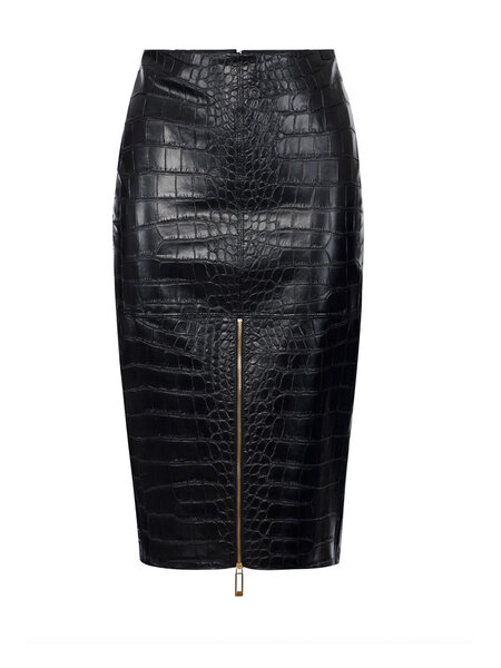 ELISABETTA FRANCHI Elisabetta Franchi pencil skirt with crocodile print BLACK