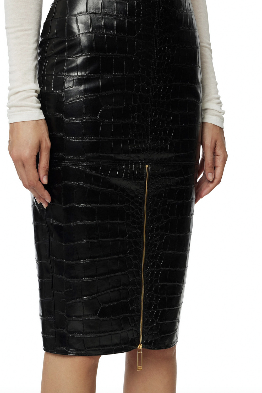 ELISABETTA FRANCHI Elisabetta Franchi pencil skirt with crocodile print BLACK