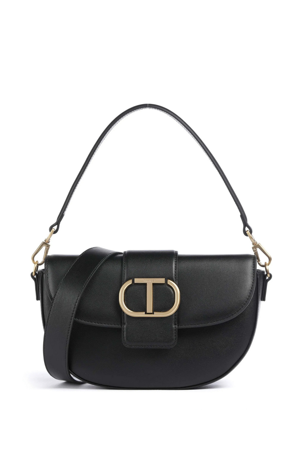 TWINSET Twinset round bag with gold logo BLACK