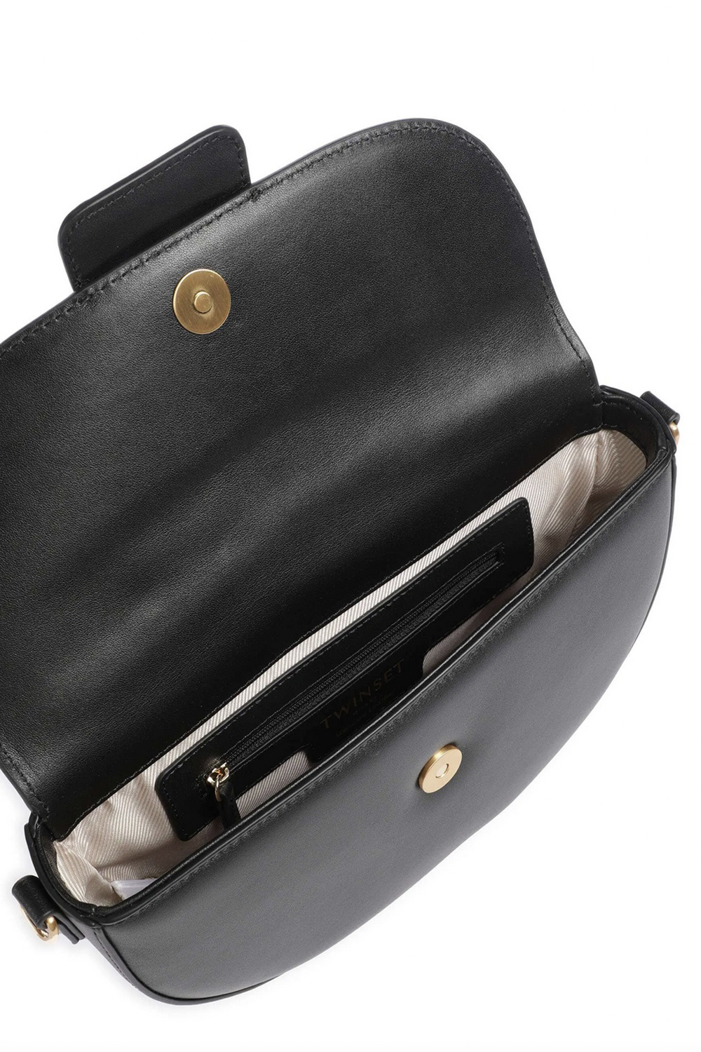 TWINSET Twinset round bag with gold logo BLACK